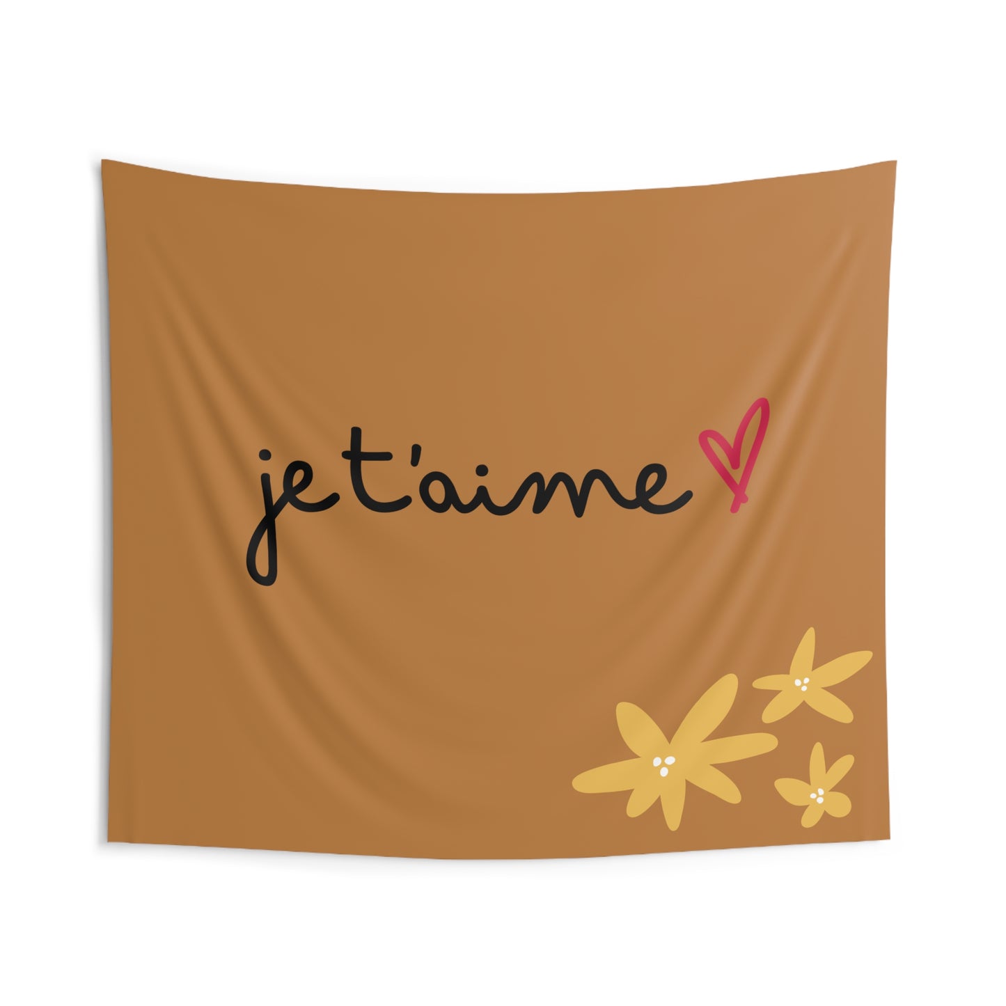 Je t'aime Tapisserie murale florale – Décoration bohème et chaleureuse pour chambre et salon